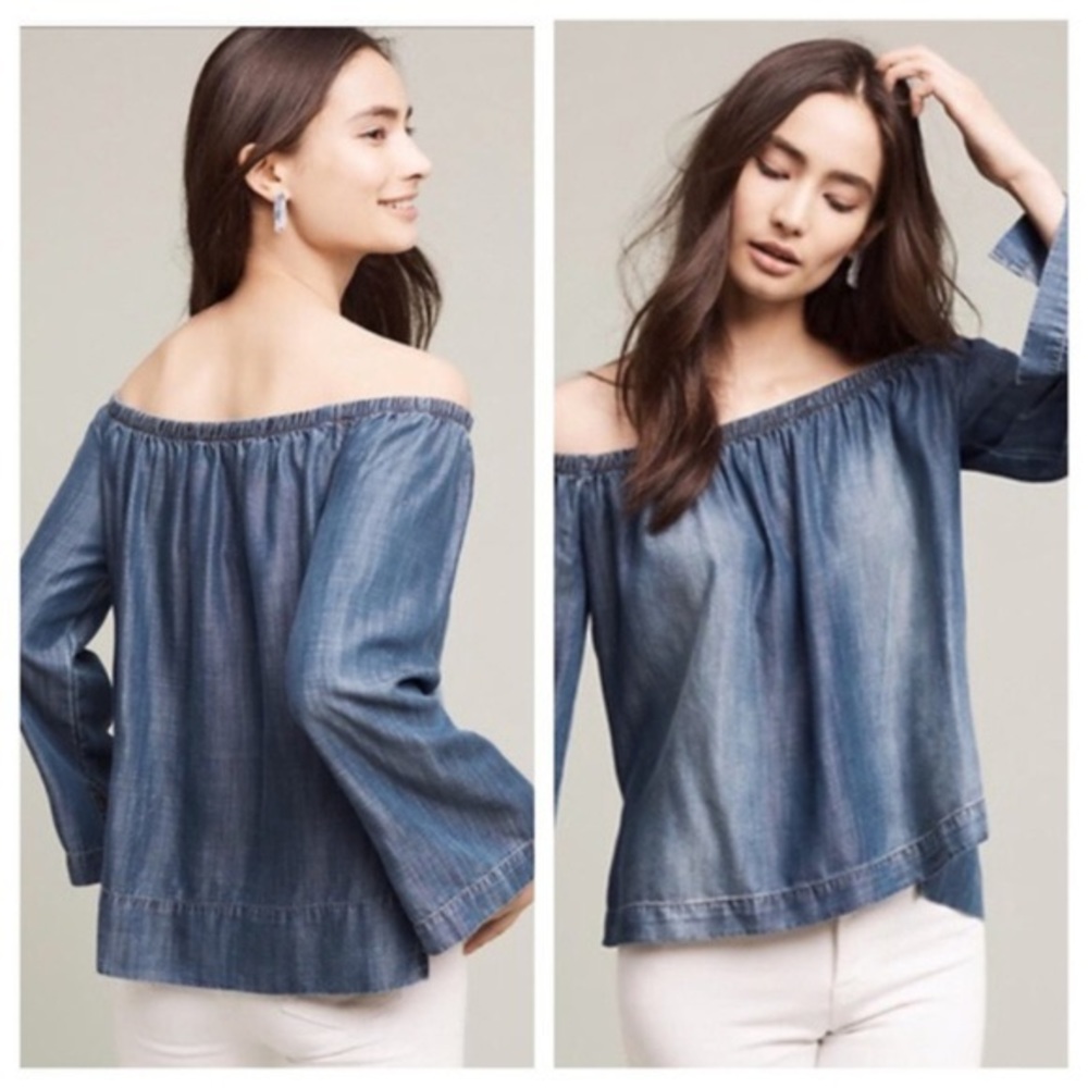 Cloth & Stone Denim Off The Shoulder Top